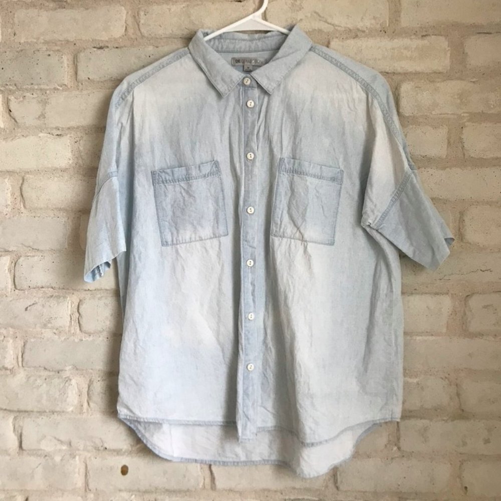 DE COLLECTION Oversized Denim Short Sleeve Shirt